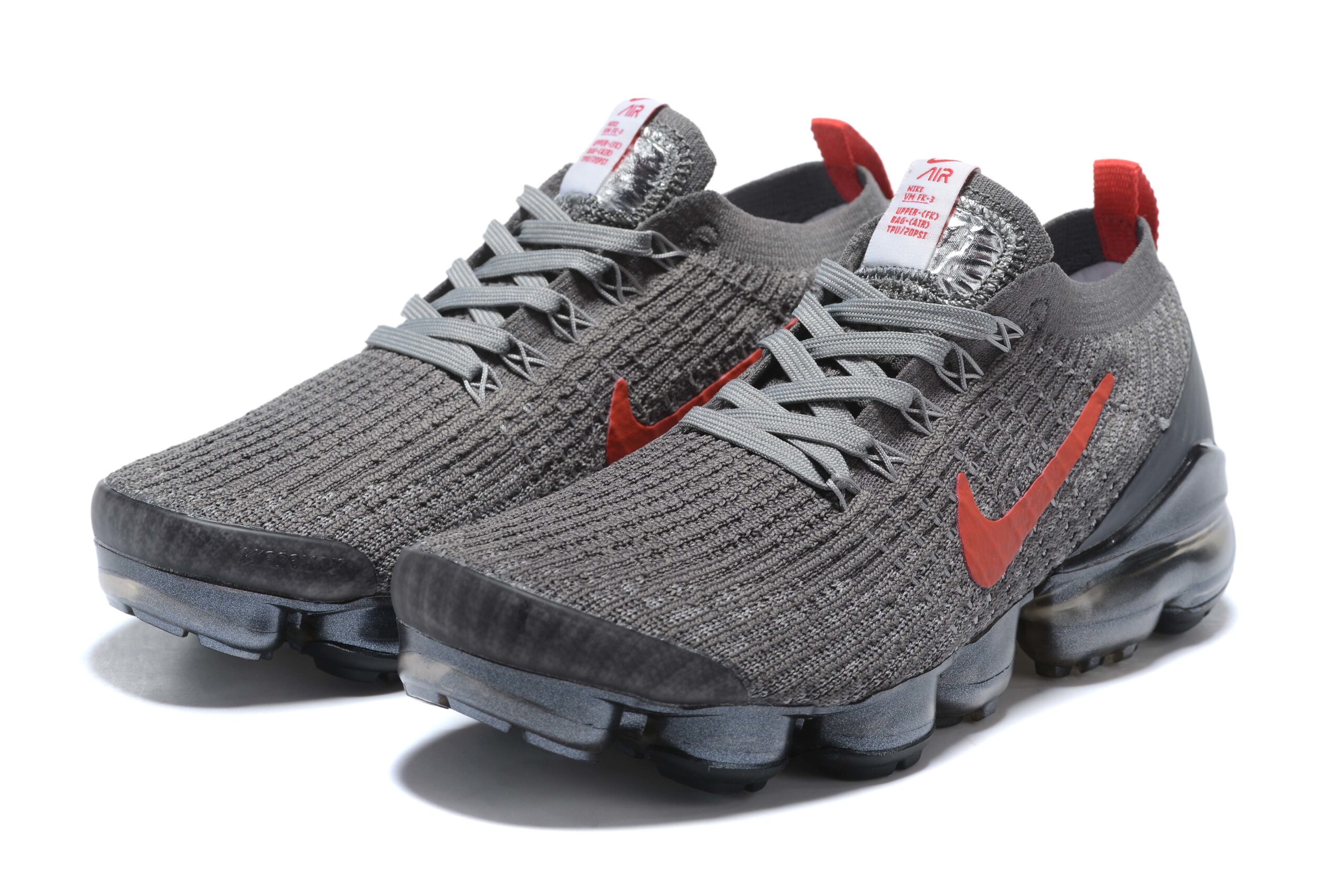 Nike Air VaporMax Flyknit 3 Gray/Red Men's Air Cushion Sneakers Casual Shoes US Sizes 8-11 - Image 3