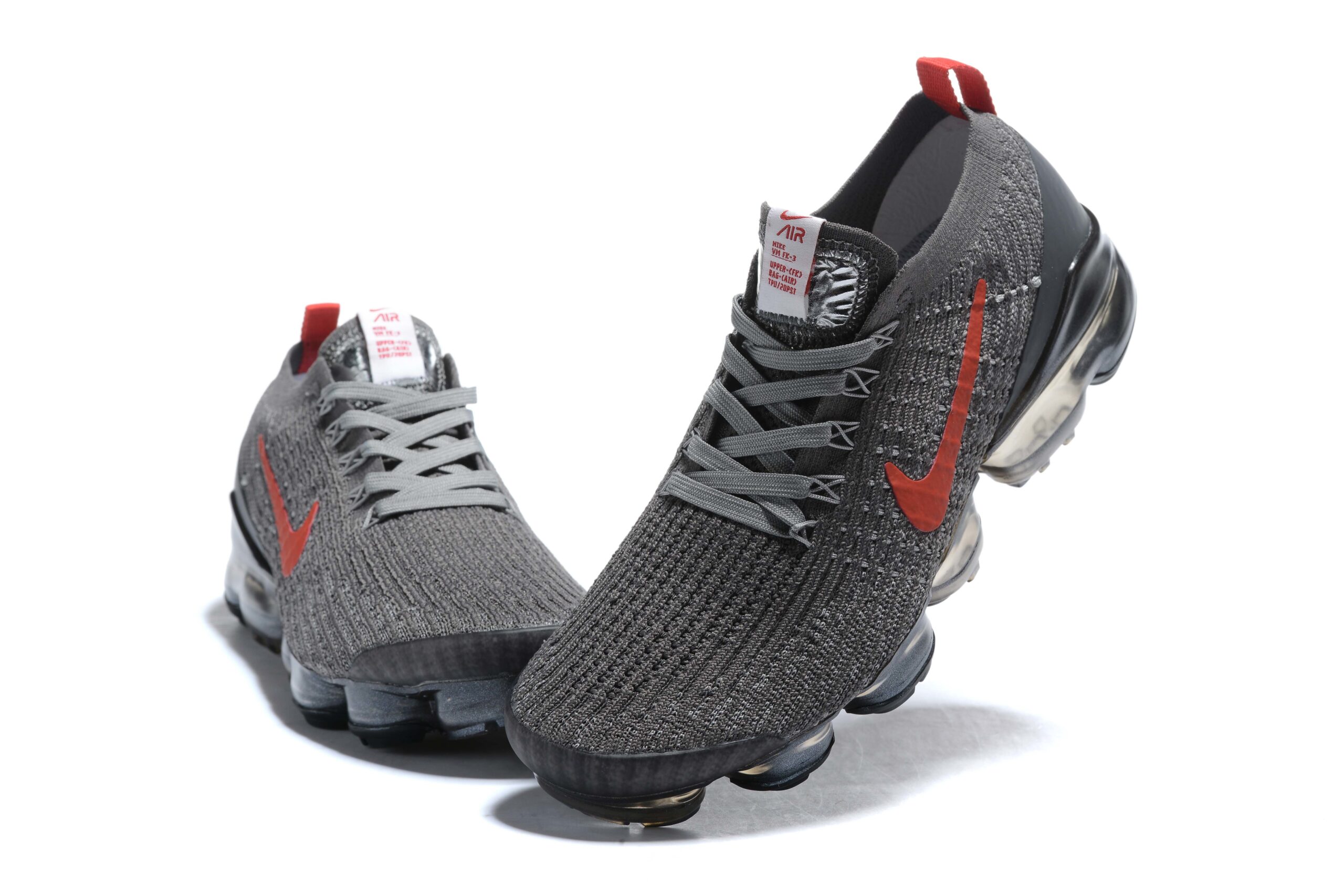 Nike Air VaporMax Flyknit 3 Gray/Red Men's Air Cushion Sneakers Casual Shoes US Sizes 8-11 - Image 2