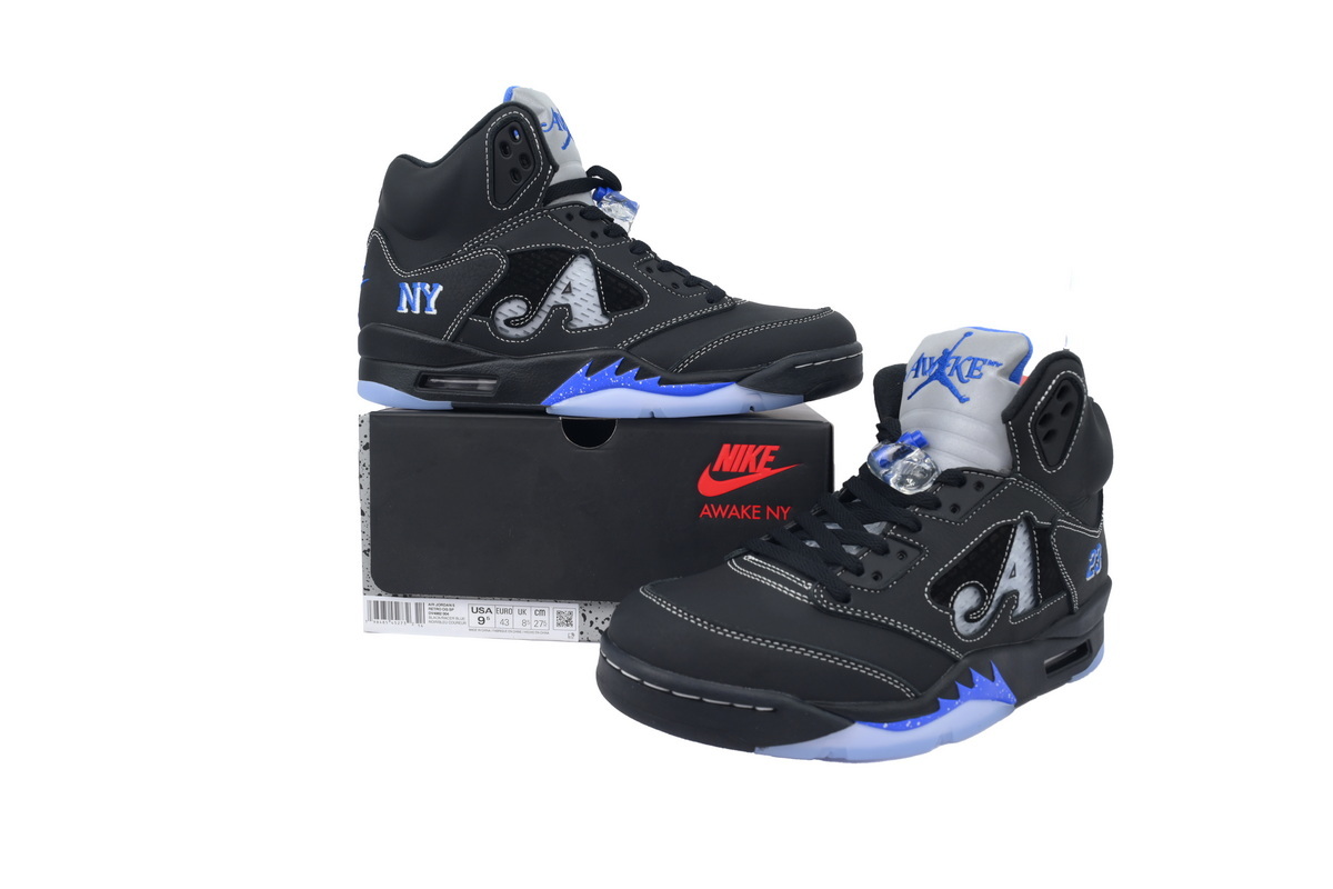 Awake NY x Air Jordan 5 AJ5 Retro 'Black Racer Blue' Men's Lace-Up Basketball Athletic Sneakers Shoes DV4982-004 - Image 7