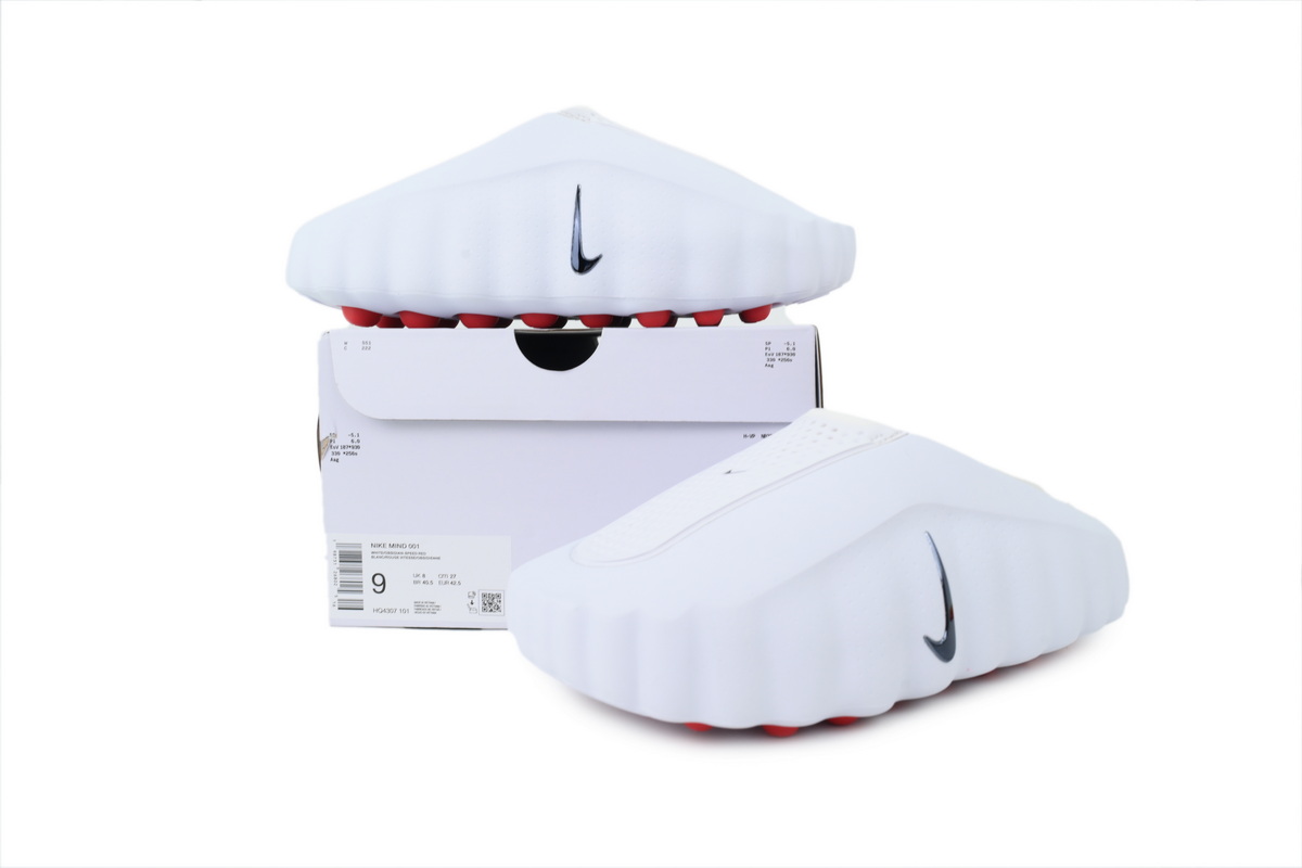 Nike Mind 001 Men's Slip-On Low Top Athletic/Sneaker/Casual 'White Speed Red' Men size 8-13 HQ4307-101(The size runs small, please order one size up.) - Image 8