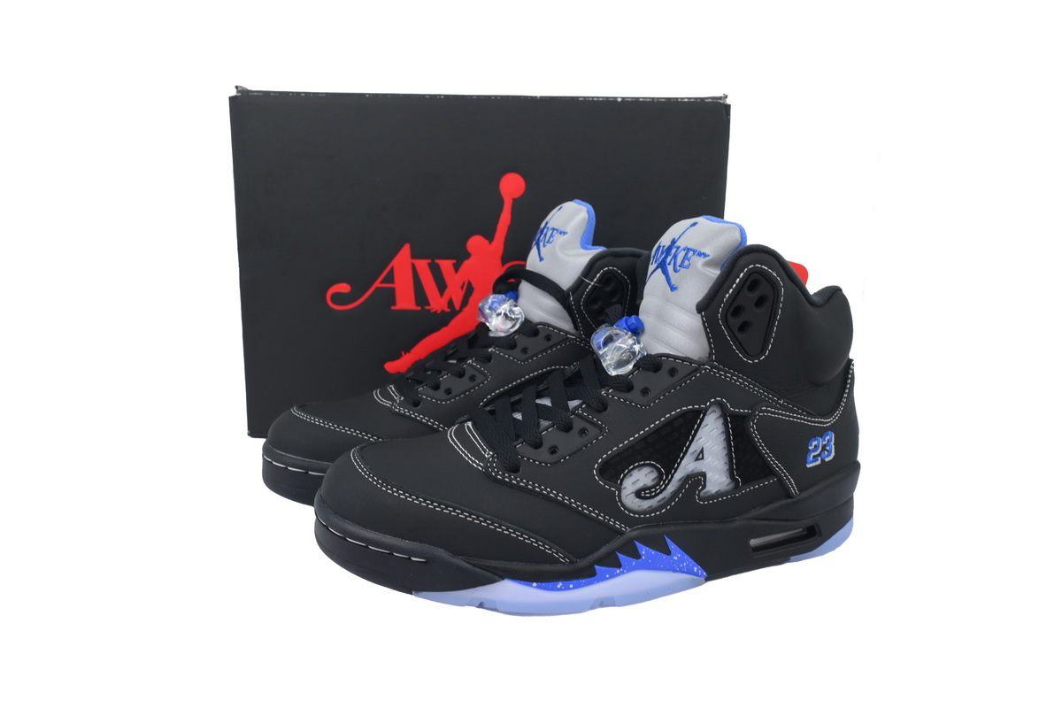 Awake NY x Air Jordan 5 AJ5 Retro 'Black Racer Blue' Men's Lace-Up Basketball Athletic Sneakers Shoes DV4982-004 - Image 8