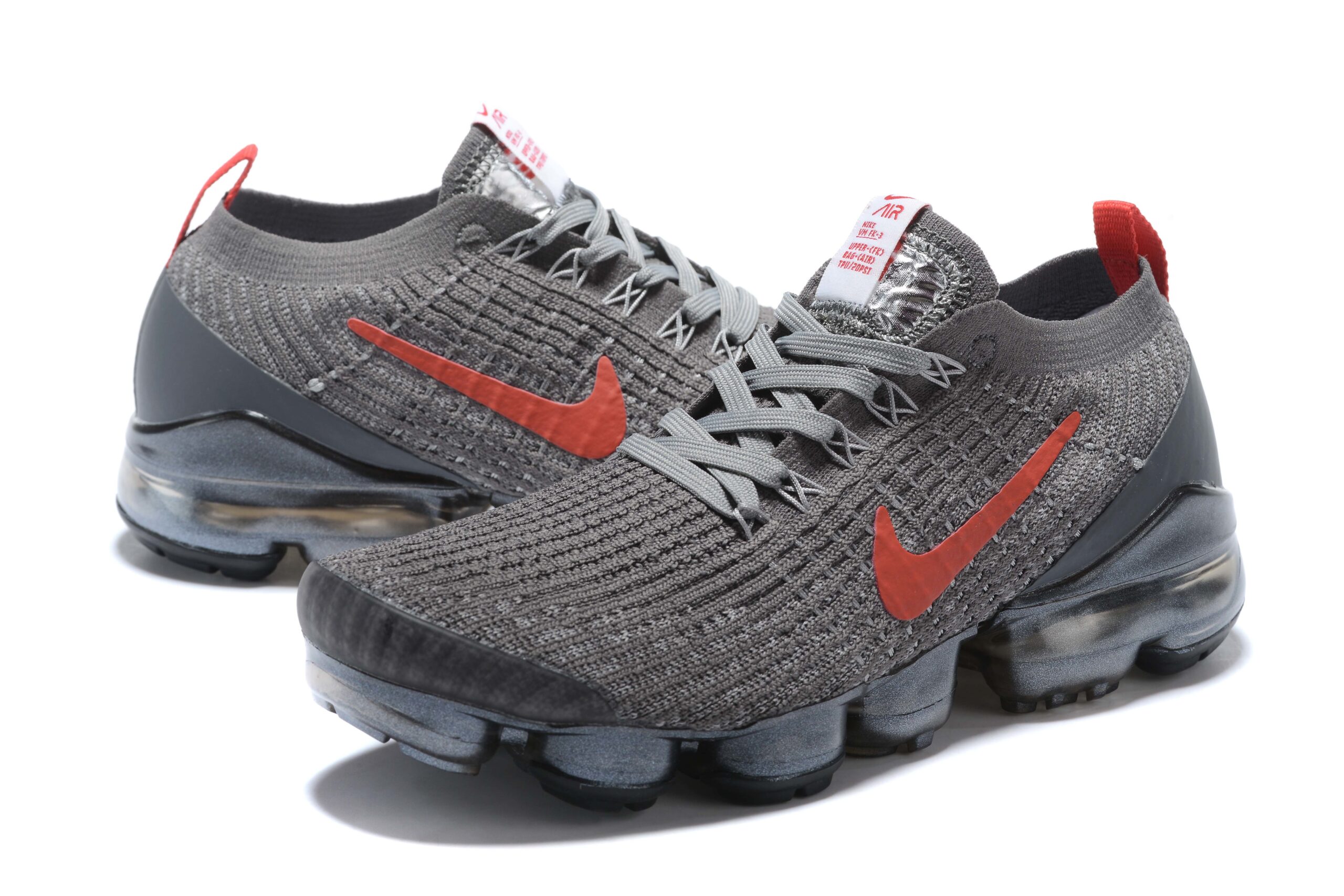 Nike Air VaporMax Flyknit 3 Gray/Red Men's Air Cushion Sneakers Casual Shoes US Sizes 8-11 - Image 7